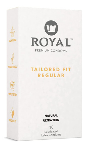 10 Pack De Condones Royal Latex Organico Veganos Ultrafinos 