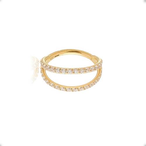 Piercing Dourado - Titânio Argola Click Zircônias Cor Dourado 8mm