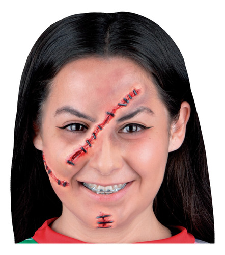 Aplicaciones Látex Cortada De Cara Chucky Cosplay Deluxe