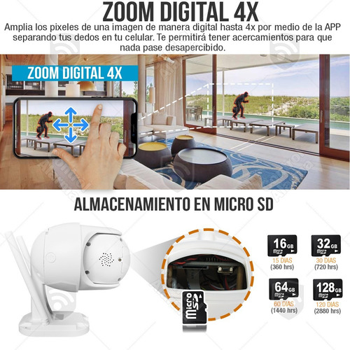 Imagen 7 de 10 de Camara Wifi Exterior Fhd Domo Zoom Nube Video Seguridad App
