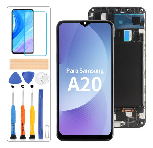 Para Samsung Galaxy A20 Pantalla Táctil Lcd Con Marco Incell