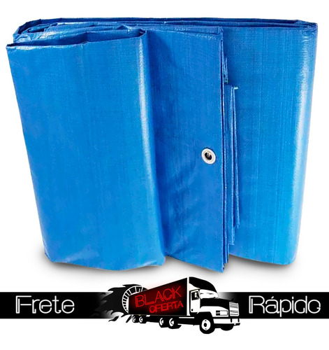 Imagem 2 de 6 de Lona Carreteiro Azul 75 Micras 5x3 Com Ilhós Starfer
