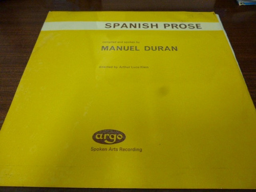 Manuel Duran Spanish Prose Vinilo Ingles Nm