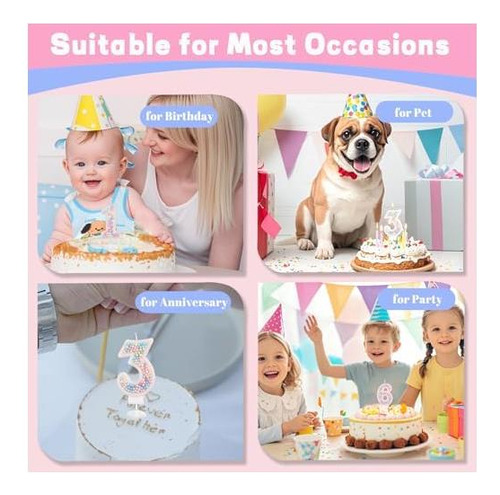 Velas De Cumpleaños, Velas Número 3 Para Pastel Con 12 Pcs