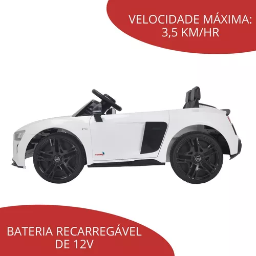 Mini Carro Elétrico Infantil Criança 12V Audi R8 Spyder Controle