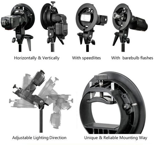 Imagen 5 de 5 de Rotula Soporte Godox P/ Speedlite S-type Montura Bowens-