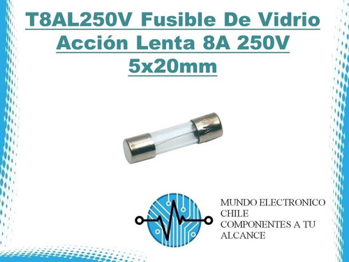 2 X T8al250v Fusible De Vidrio Acción Lenta 8a 250v 5x20mm