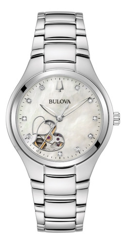 96p234 Reloj Bulova Classico Diamante Automatic 33mm Platead