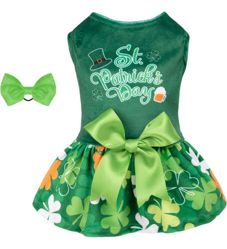 Cutebone Día De San Patricio Perro Vestido Verde Terciopelo 