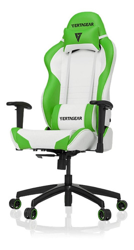 Silla de escritorio Vertagear SL2000 VG-SL2000 gamer ergonómica  blanco y verde con tapizado de cuero sintético