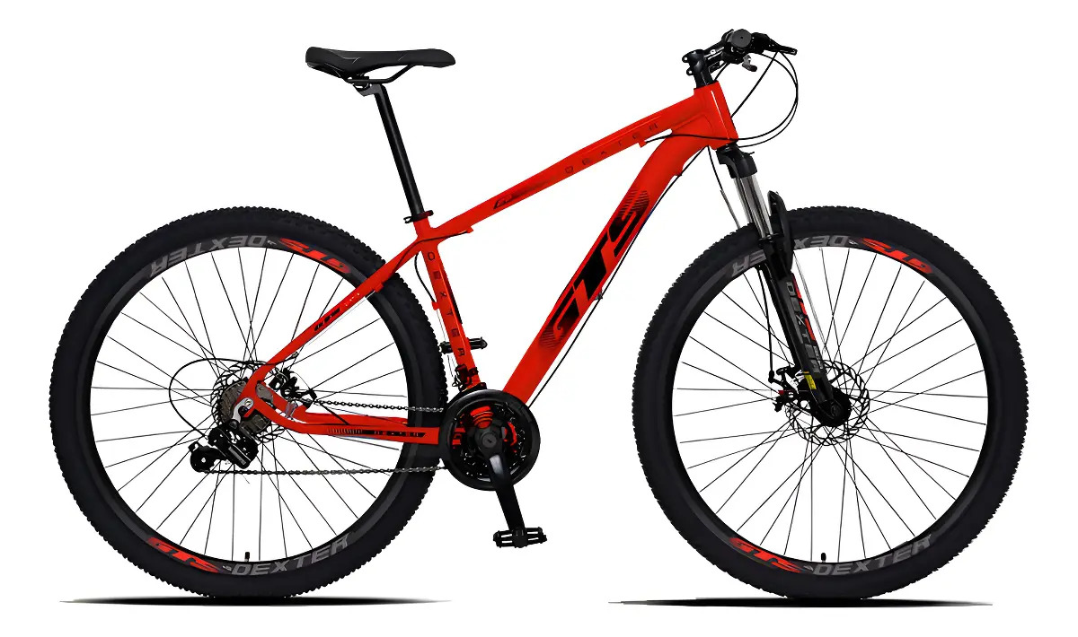 Bicicleta Gts Dexter 24v Aluminio Aro 29 Freio A Disco Cor Vermelho Ferrari Com Preto Tamanho Do Quadro 21
