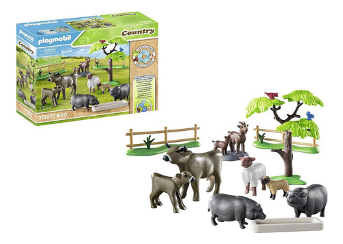 Playmobil Animales De Granja, Cerdo, Vaca, Borrego 71307