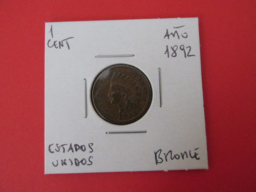 Moneda 1 Centavo Estados Unidos De Bronce Año 1892