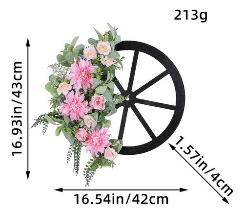 Corona De Flores Con Forma De Rueda De Primavera, Color Rosa