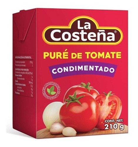 Caja Puré Tomate Condimentado La Costeña 24 Envases De 210 G