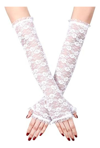 Guantes Largos De Encaje Para Mujer, Guantes Elegantes De En