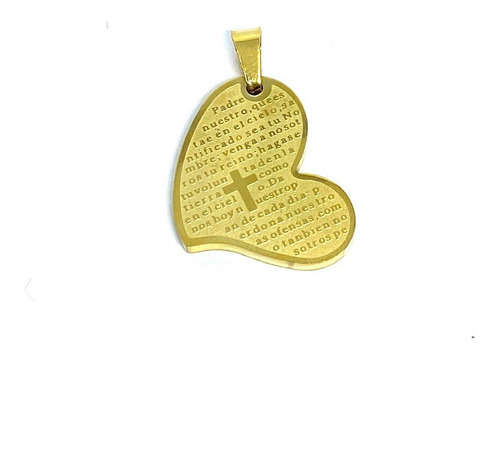 Imagen 2 de 3 de Dije Acero Inoxidable Dorado Padre Nuestro