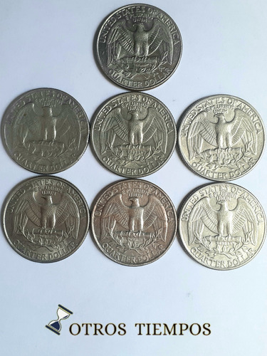 Lote De 7 Monedas De Cuarto De Dolar, Los Años Que Se Ven