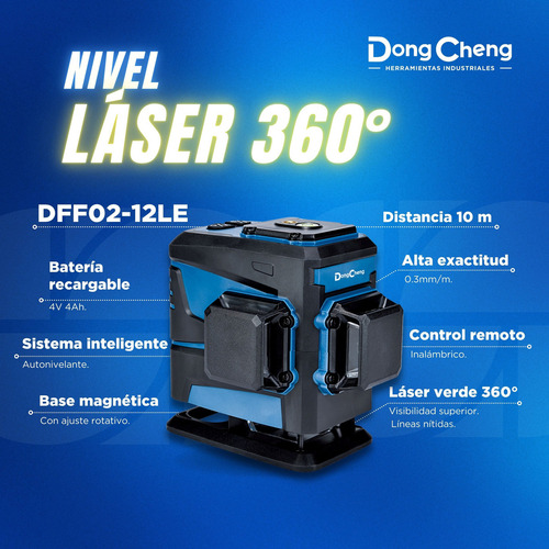 Nivel Láser Verde Inalámbrico 10m C/base Dc Dff0212le Dongcheng