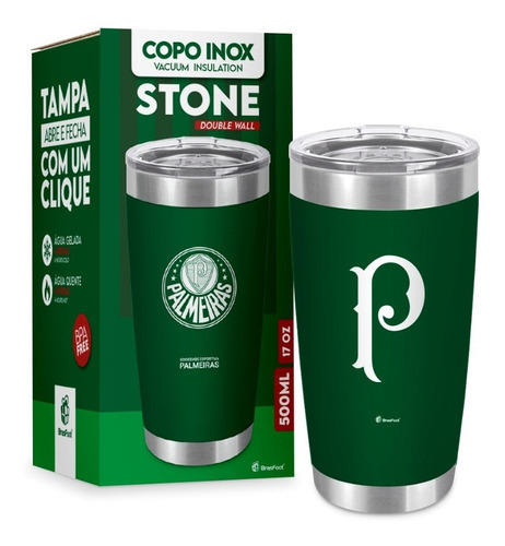 Copo Termico Cerveja Chopp Stone 500ml - Palmeiras Cor Verde