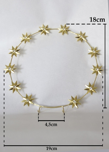 Auréola Com Estrelas Nossa Senhora Das Graças 18cm Folheada