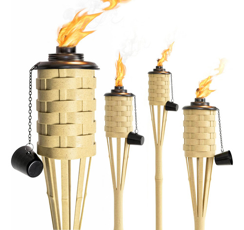 Onethatch Antorchas De Bambú Sintético Dorado 4 Unidades Mmg