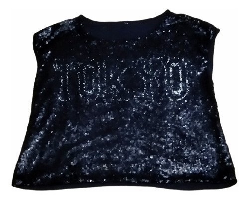 Crop Top  Remera Tokio Talla M Lentejuelas Nuevo 