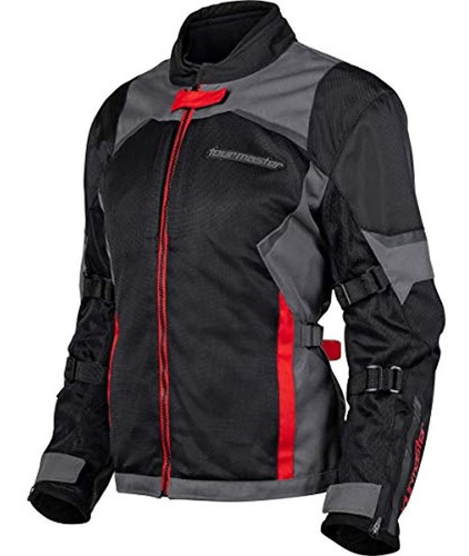 Chaqueta De Moto Para Mujer Roja Con Gris