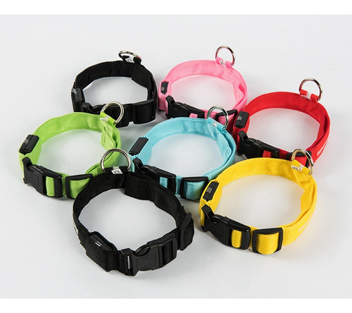 Collar Mascotas Con Luz Led En Tela Con Batería Gato Perros