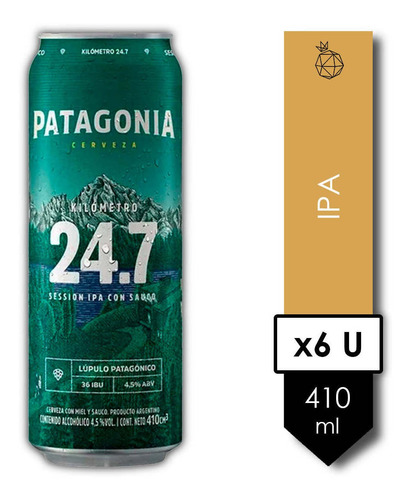 Imagen 1 de 9 de Patagonia 24.7 . Cerveza . 410ml X 6 - Tomate Algo® -