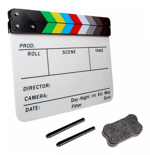 Claqueta De Cine Profesional 30x25cm C 2 Plumones Y Borrador