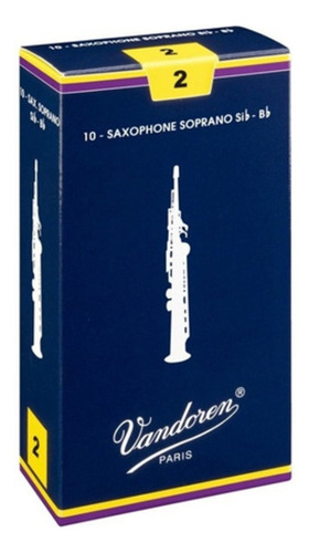 Palheta Vandoren Tradicional 2 Para Sax Soprano Com 10 Un