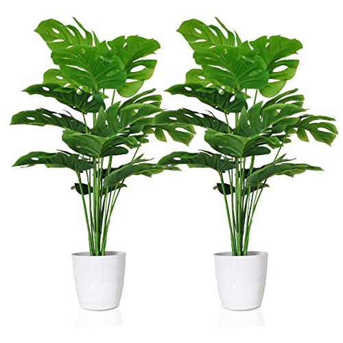 Conjunto De 2 Plantas Artificiales Monstera Deliciosa M...