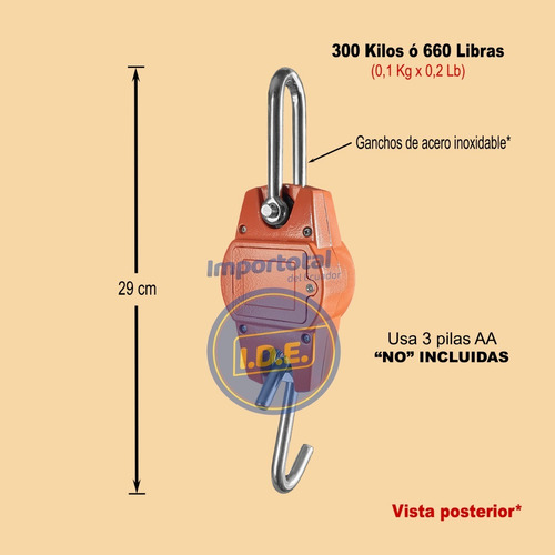 Balanza Colgante A Pilas 300 Kg Ó 660 Lb Marca Jontex