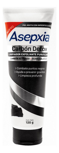 Asepxia Carbón Detox Gel Exfoliante 120 G. Limpia La Piel