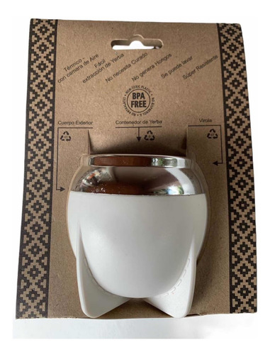 Imagen 3 de 4 de Mate Pampa Blanco Bombilla Cuia Guampa Porongo Chimarrao Arg