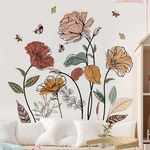 Xx Flores Rústicas Adesivos De Parede Decoração De Casa,