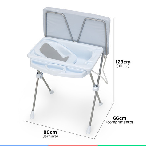 Banheira Banho Bebê Galzerano Com Redutor Suporte E Trocador Cor Azul