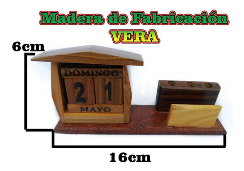 Calendario Porta Lápiz Y Tarjetas Artesanía En Madera