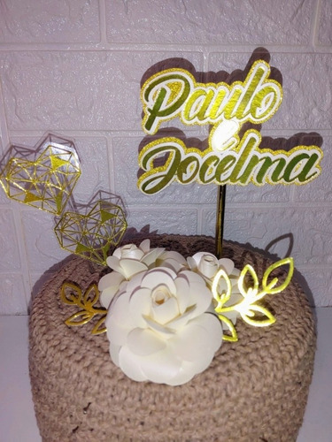Kit Topper Topo De Bolo Casamento Casal Noivos Personalizado
