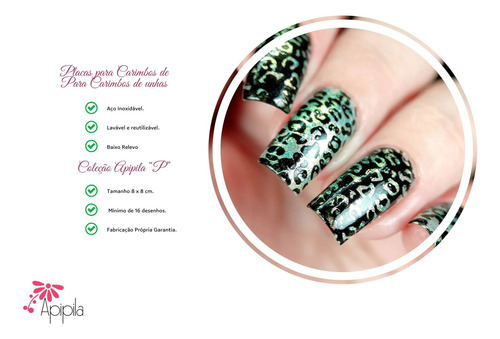 Kit Placa Carimbos De Decoração Unhas Apipila Animal Print