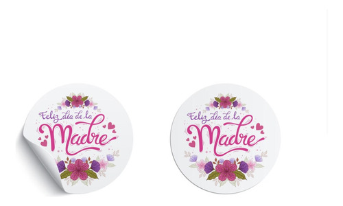 Stickers - Adhesivos Día De La Mamá / Madre  5 Cm X 100 U.