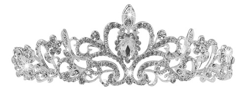 Diadema Con Corona De Diamantes De Imitación Plateada Para N