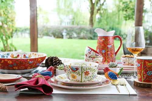 Set Platos 4 Pzs Cerámica Aperitivo 22.2 Cms Redonda