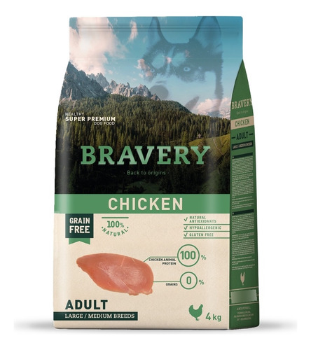 Bravery Pollo Perro Adulto Razas Mediana/grande 4 Kg