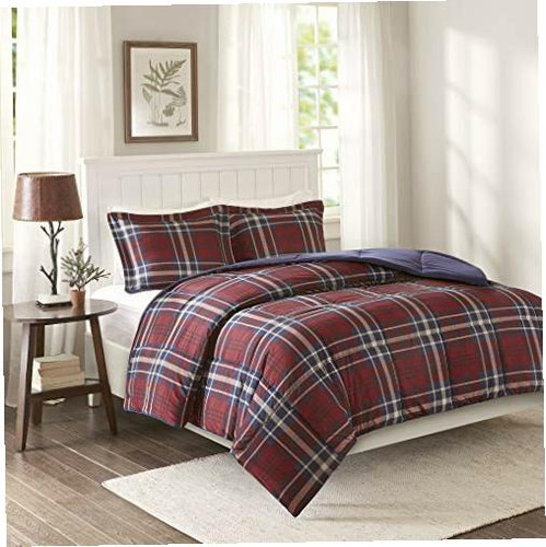 Madison Park Essentials Basi10-0398 Comforter Mini Set, Red Color Granate