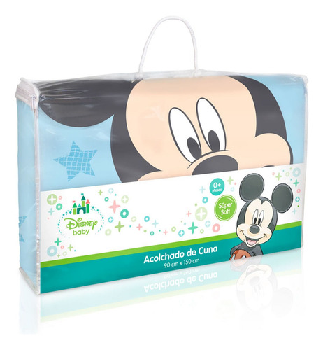 Acolchado Cuna Standard Disney Mickey Color Celeste