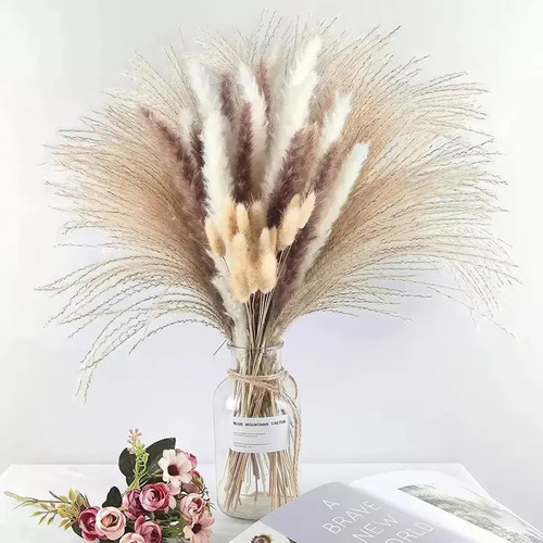 110 Peças De Capim-dos-pampas Secos Para Decoração De Casame