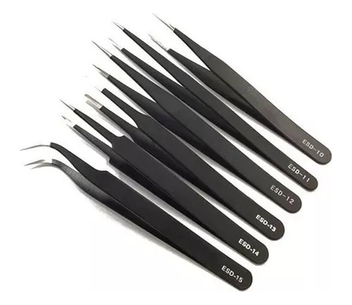 6 Kit Pinzas Tweezers De Precision Antiestáticas Smd Kit