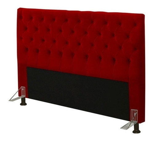  Cabeceira de cama box JS Móveis Cristal Casal/Queen 160cm x 126cm Suede vermelha